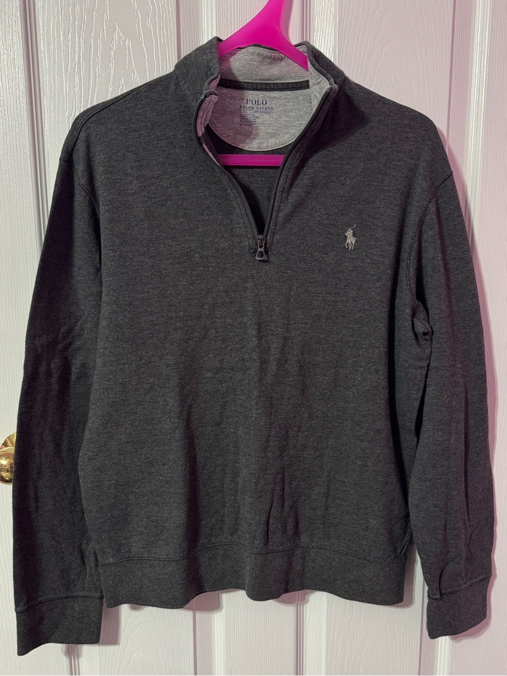 Polo by Ralph Lauren Men’s Charcoal Gray Quarter-Zip Pullover
